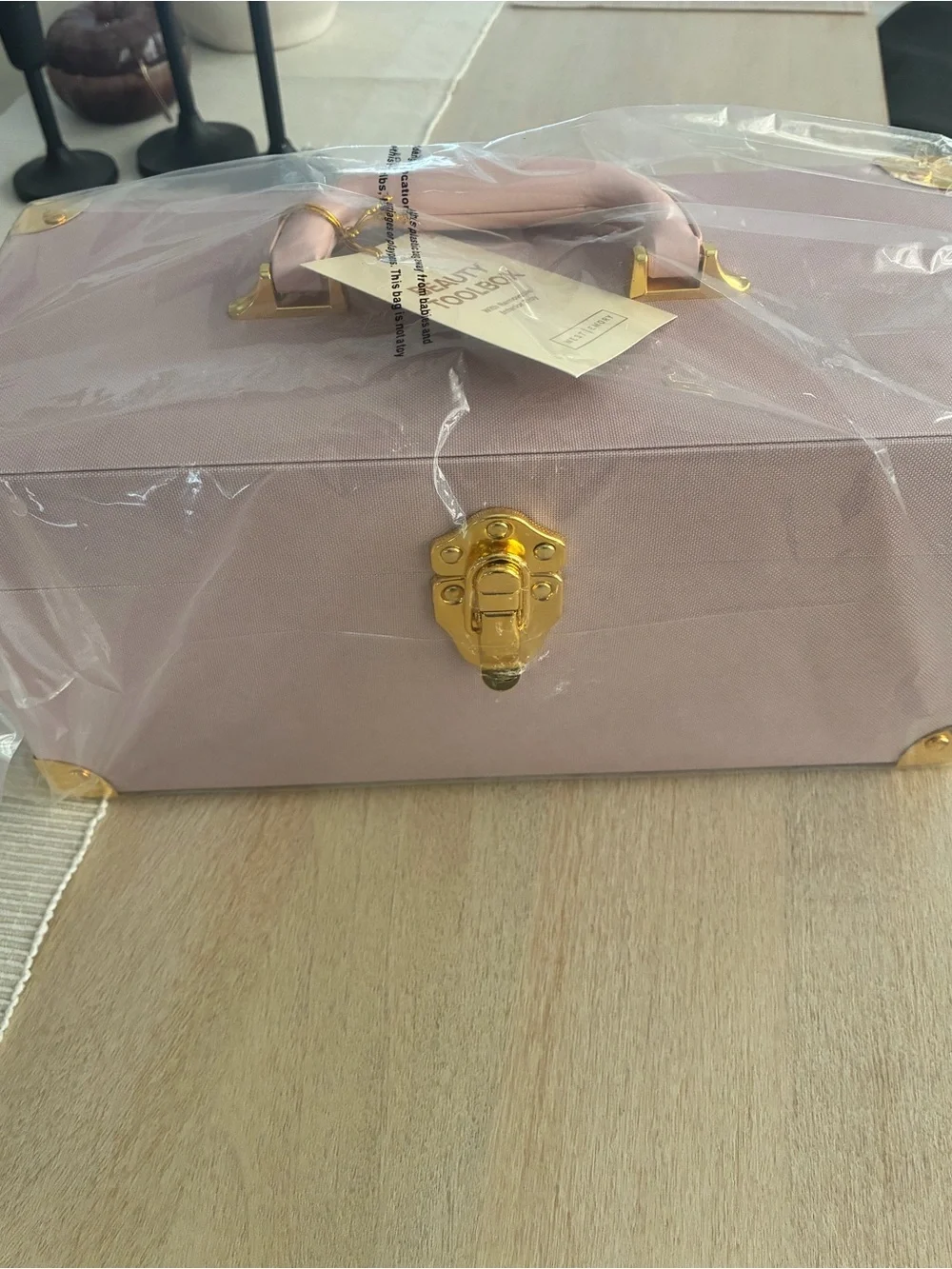 West Emory Nylon Beauty Toolbox with Removable Tray and Gold Metal Corners